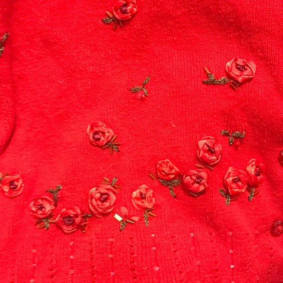 DressBarn Red Cropped Cardigan - Picture 2 of 8